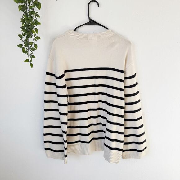 August Sky Striped Oversized Sweater Sz L - Picture 3 of 7